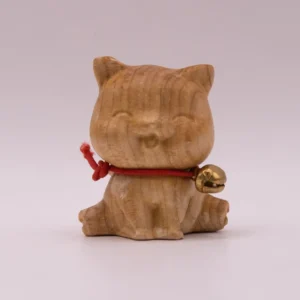 Adorable Chat en Bois avec Clochette - Décoration Rustique Charmante