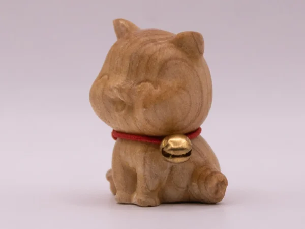 Adorable Chat en Bois avec Clochette - Décoration Rustique Charmante