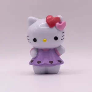 Adorable Figurine Hello Kitty en Robe Violette avec Cœur