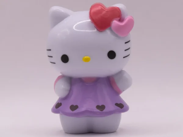 Adorable Figurine Hello Kitty en Robe Violette avec Cœur