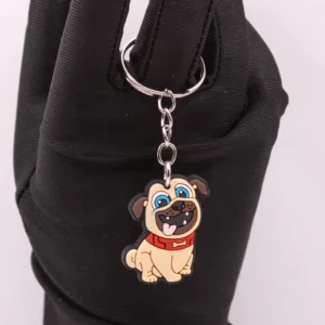 Adorable Porte-clés Carlin Multicolore en Plastique Rigide