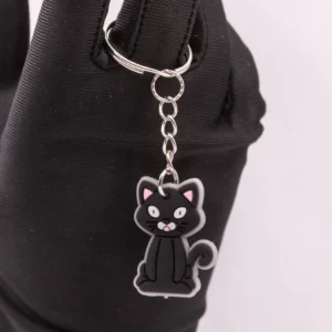 Adorable Porte-clés Chat Noir en Plastique - Accessoire Minou