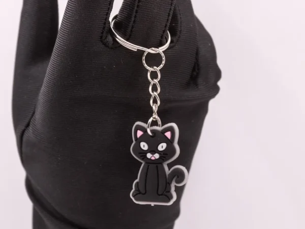 Adorable Porte-clés Chat Noir en Plastique - Accessoire Minou