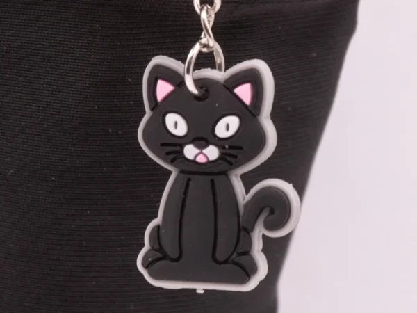 Adorable Porte-clés Chat Noir en Plastique - Accessoire Minou