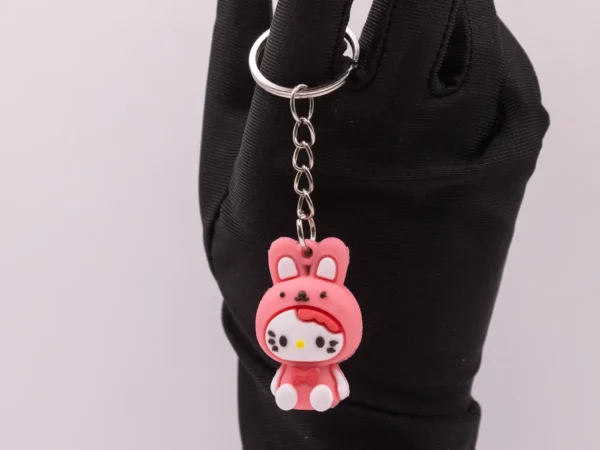 Adorable porte-clés Hello Kitty en costume de lapin rose