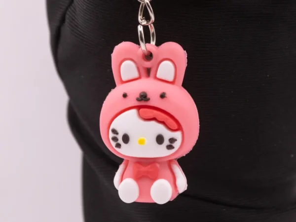 Adorable porte-clés Hello Kitty en costume de lapin rose