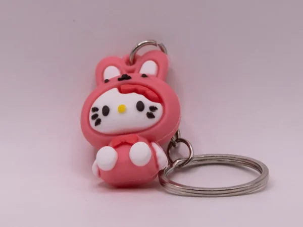 Adorable porte-clés Hello Kitty en costume de lapin rose