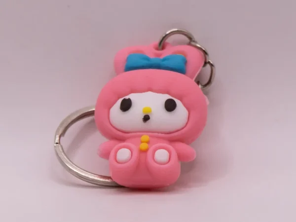 Adorable porte-clés Hello Kitty en costume de lapin rose