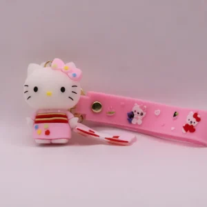 Adorable porte-clés Hello Kitty en kimono rose - Accessoire kawaii
