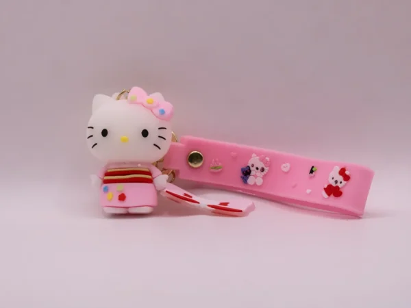 Adorable porte-clés Hello Kitty en kimono rose - Accessoire kawaii