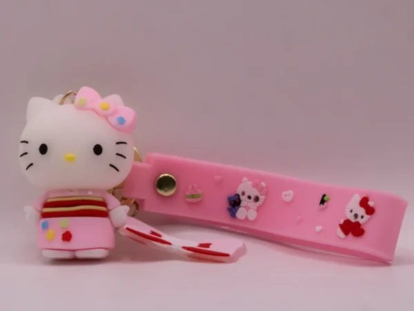 Adorable porte-clés Hello Kitty en kimono rose - Accessoire kawaii