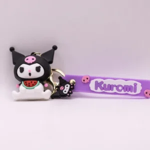 Adorable Porte-clés Kuromi et Pastèque en Plastique Violet
