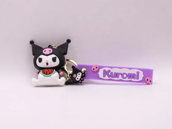 Adorable Porte-clés Kuromi et Pastèque en Plastique Violet