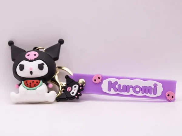 Adorable Porte-clés Kuromi et Pastèque en Plastique Violet