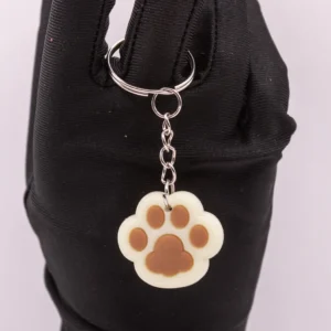 Adorable Porte-clés Patte de Chat en Plastique Beige - Empreinte Féline