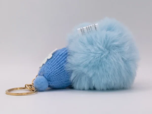 Adorable Porte-clés Poupon Fait Main en Laine Rose et Fourrure Synthétique