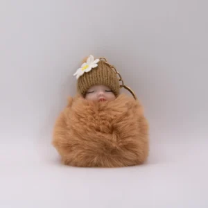 Adorable Porte-clés Poupon Laineux Rose - Accessoire Tendance