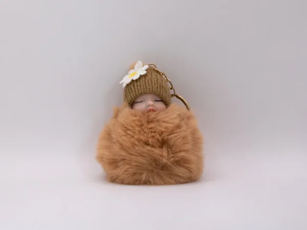Adorable Porte-clés Poupon Laineux Rose - Accessoire Tendance