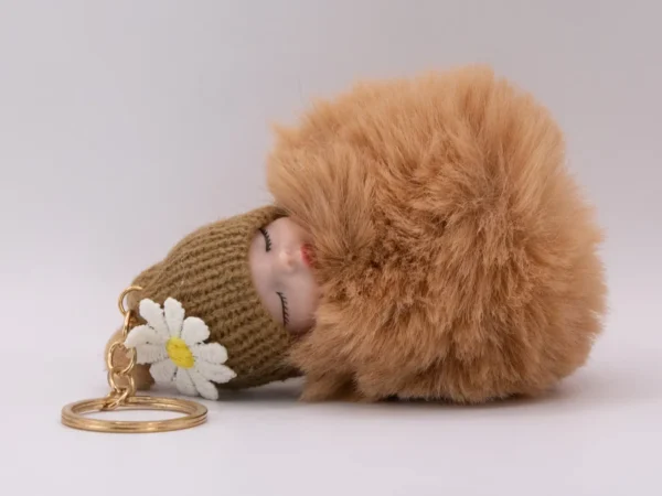 Adorable Porte-clés Poupon Laineux Rose - Accessoire Tendance