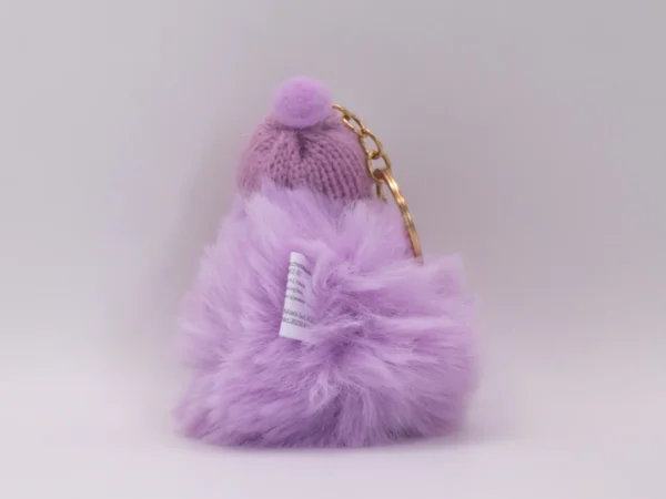 Adorable Porte-clés Poupon Rose en Laine et Fourrure Synthétique