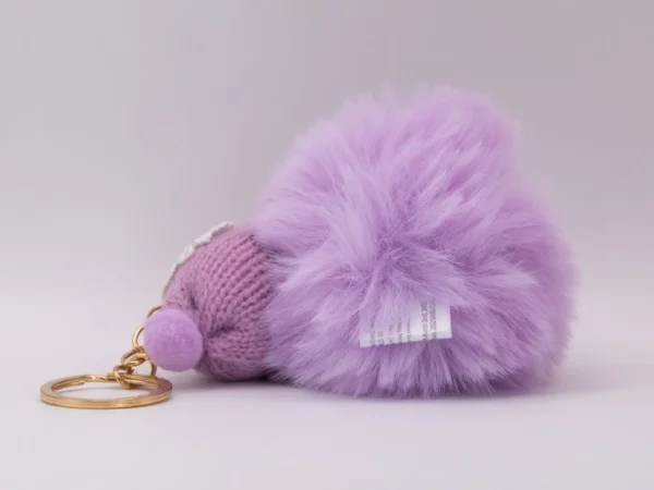 Adorable Porte-clés Poupon Rose en Laine et Fourrure Synthétique