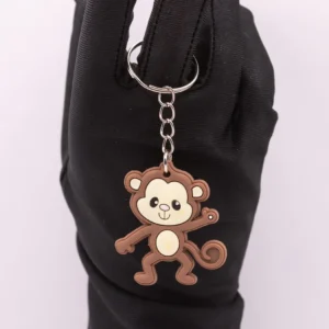 Adorable Porte-clés Singe Marron et Beige en Plastique