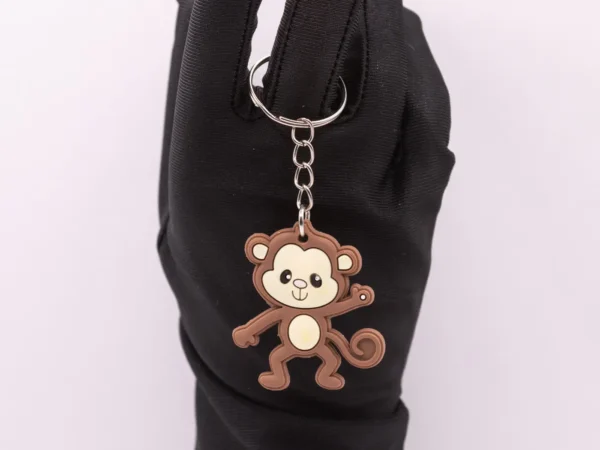 Adorable Porte-clés Singe Marron et Beige en Plastique