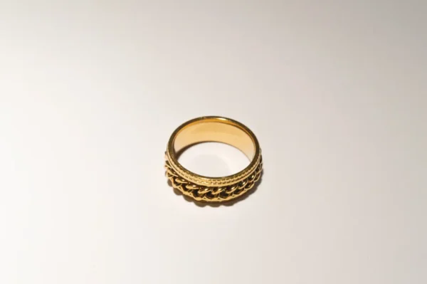 Bague Anti-Stress Dorée en Acier Inoxydable - Anneau Tournant Discret et Élégant