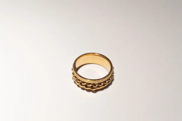 Bague Anti-Stress Dorée en Acier Inoxydable - Anneau Tournant Discret et Élégant