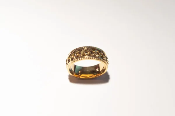 Bague Anti-Stress Dorée en Acier Inoxydable - Anneau Tournant Discret et Élégant
