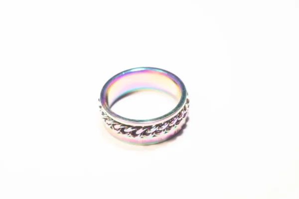 Bague Anti-Stress Tournante en Acier Inoxydable Multicolore