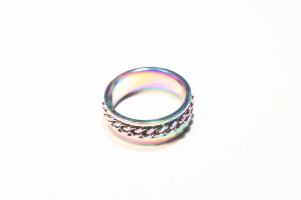 Bague Anti-Stress Tournante en Acier Inoxydable Multicolore