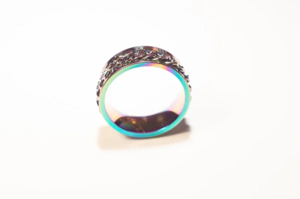 Bague Anti-Stress Tournante en Acier Inoxydable Multicolore