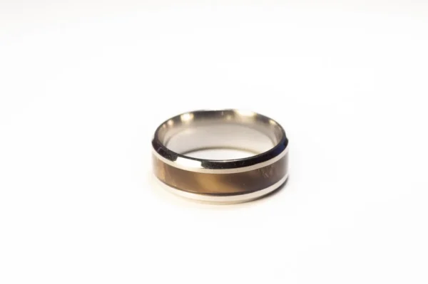 Bague Argent et Marron en Acier Inoxydable - Style Moderne et Élégant
