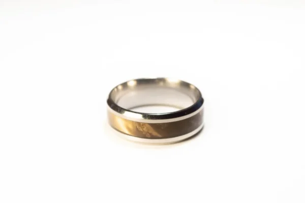 Bague Argent et Marron en Acier Inoxydable - Style Moderne et Élégant