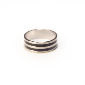Bague Argent et Noir en Acier Inoxydable - Design Moderne et Élégant