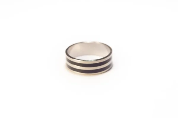 Bague Argent et Noir en Acier Inoxydable - Design Moderne et Élégant