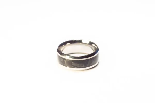 Bague Argent et Noir en Acier Inoxydable - Design Moderne et Épuré