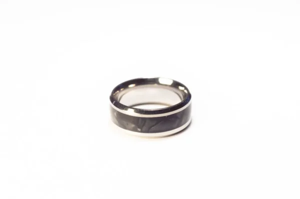 Bague Argent et Noir en Acier Inoxydable - Design Moderne et Épuré