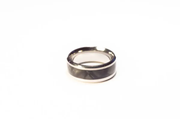 Bague Argent et Noir en Acier Inoxydable - Design Moderne et Épuré