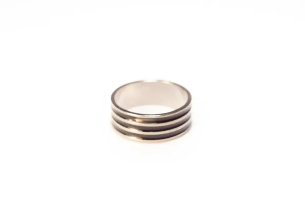Bague Argent et Noir en Acier Inoxydable - Design Moderne et Épuré