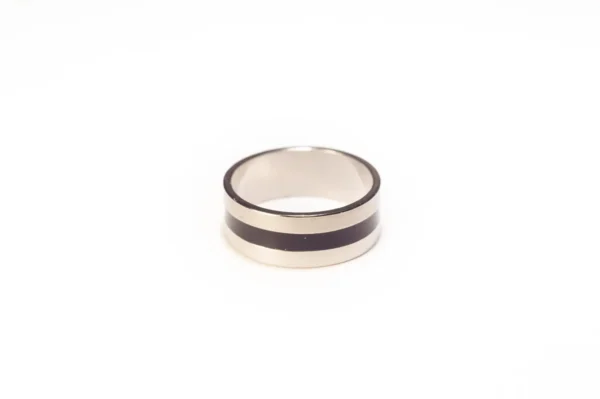 Bague Argent et Noir en Acier Inoxydable - Design Moderne et Épuré