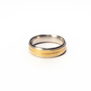 Bague Argent et Or en Acier Inoxydable - Design Moderne et Élégant
