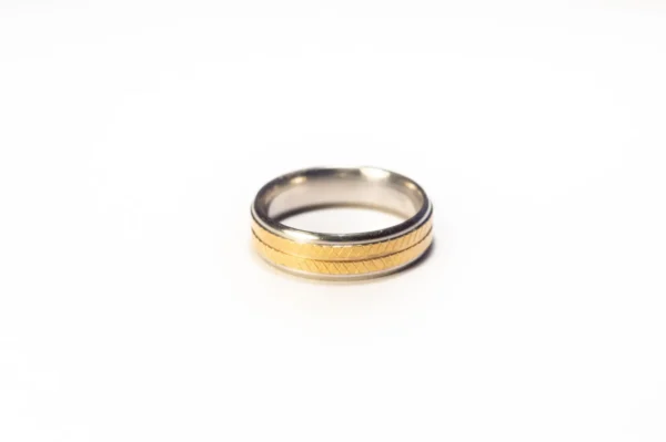 Bague Argent et Or en Acier Inoxydable - Design Moderne et Élégant