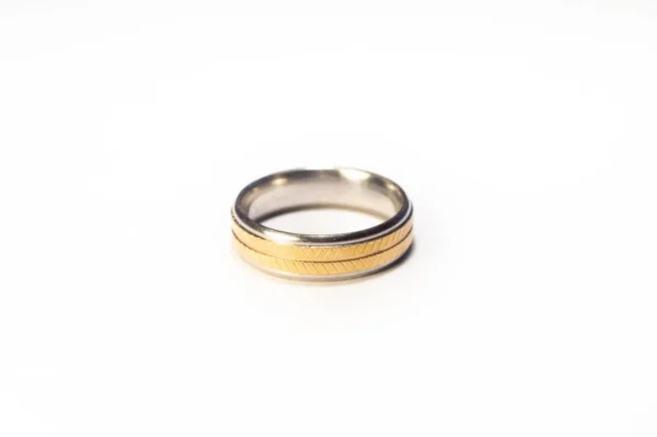 Bague Argent et Or en Acier Inoxydable - Design Moderne et Élégant