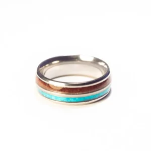 Bague Argentée, Bleue et Marron en Acier Inoxydable - Design Unique et Élégant