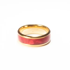 Bague Dorée et Rouge en Acier Inoxydable - Design Moderne et Élégant