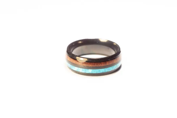 Bague en acier inoxydable noir, bleu et marron - Design moderne et élégant