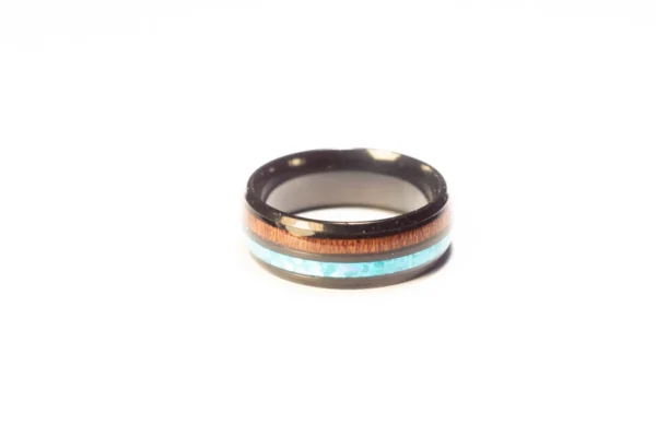 Bague en acier inoxydable noir, bleu et marron - Design moderne et élégant