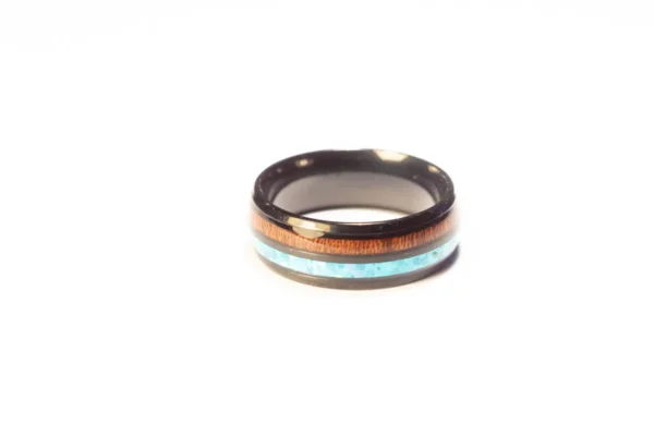 Bague en acier inoxydable noir, bleu et marron - Design moderne et élégant
